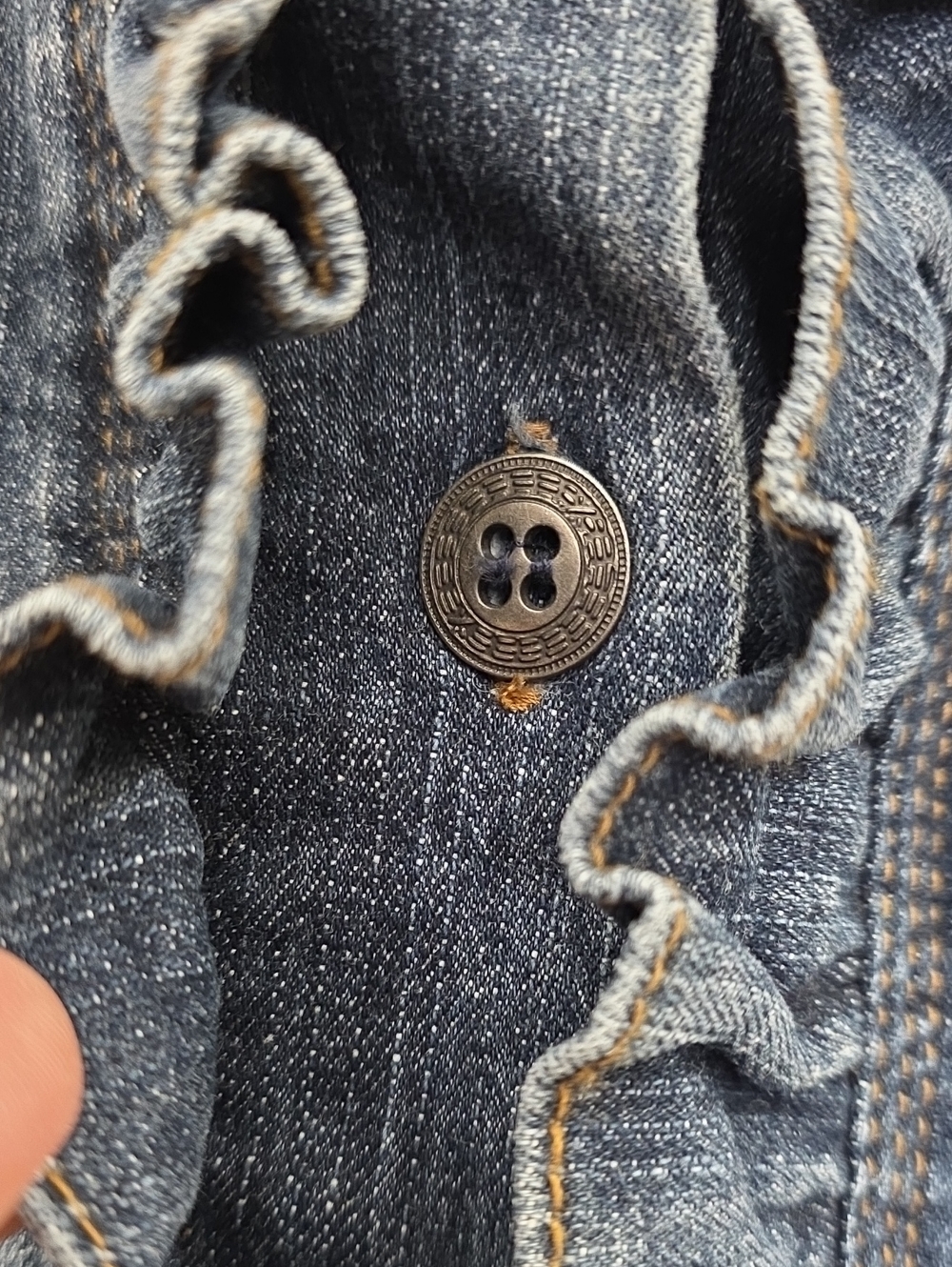 New With Tags RXB Denim Ruffled Button-Front Jacket - Blue - Picture 5 of 8